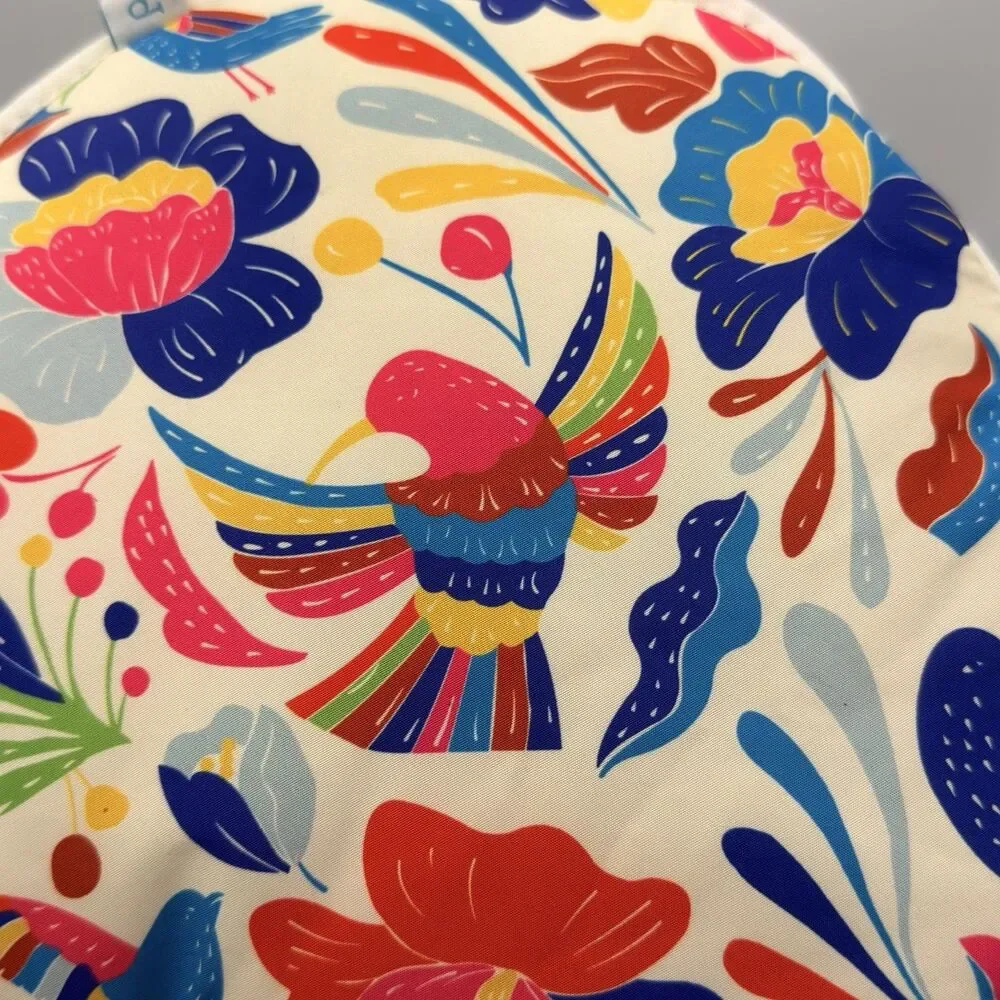 Prepara Oaxaca Fabric Tortilla Warmer 10” Colorful Mexican Folk Art Bird Floral